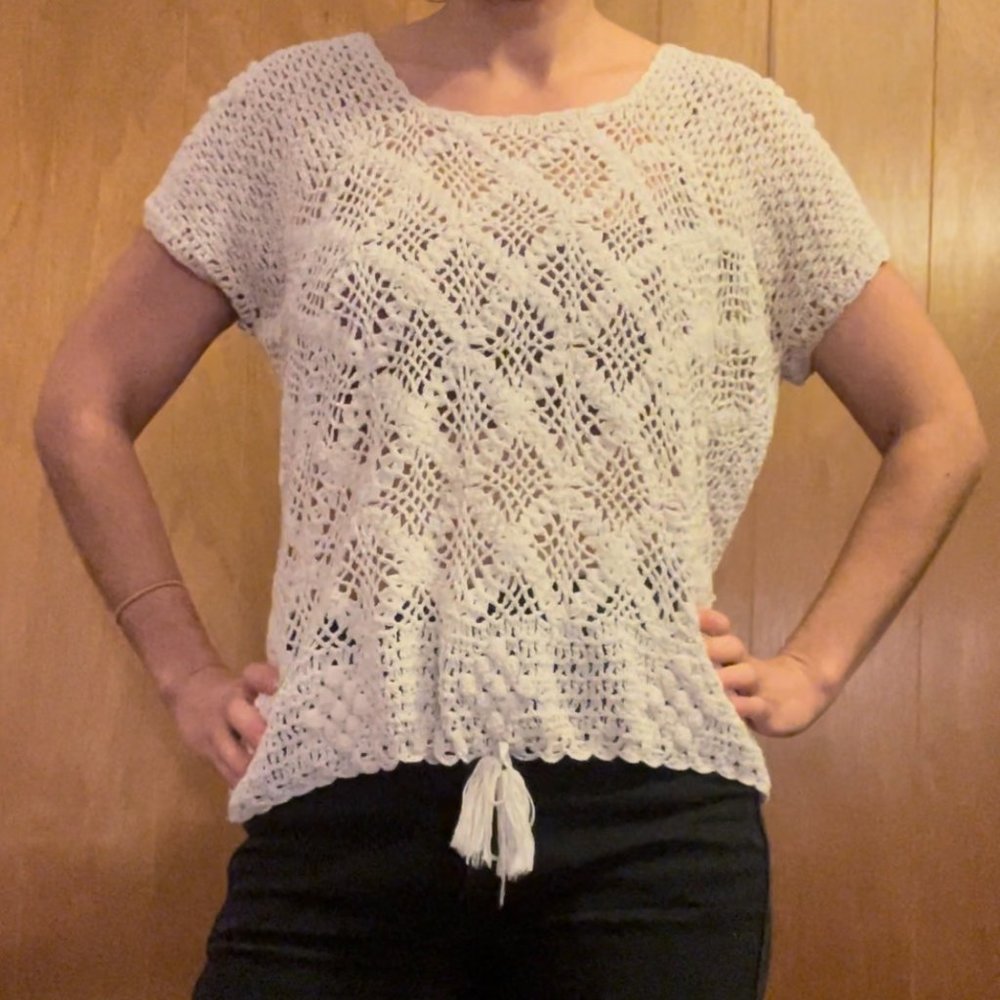 70s vintage crochet knit top